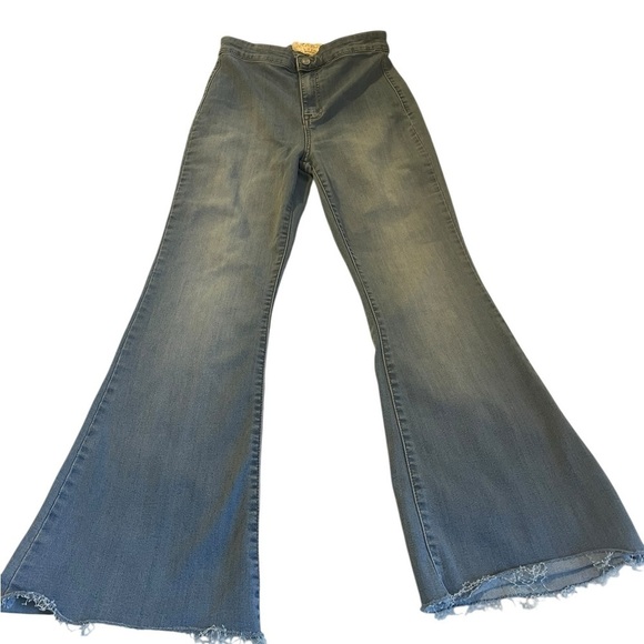 Altar'd State Denim - Altar'd State Blue Flare Jeans High Rise Frayed Hem Size 28 7